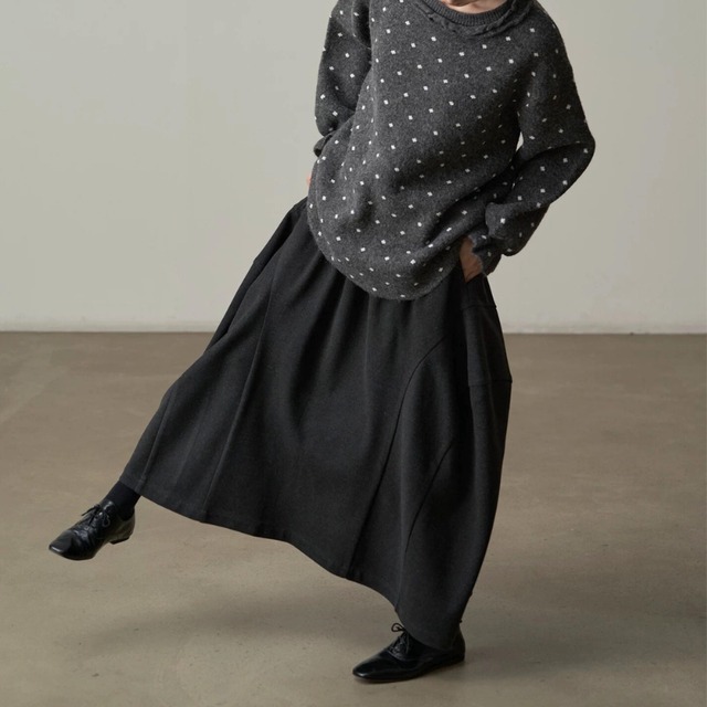 Curved panel long skirt【2color】 C1452