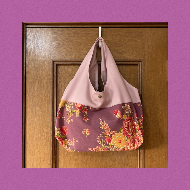 台湾客家花布使用沢山入るバッグ スモーキーローズ×ピンク | はなうみ