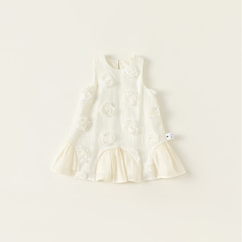 2025夏新作 女の子用 フラワーデザインベストワンピース