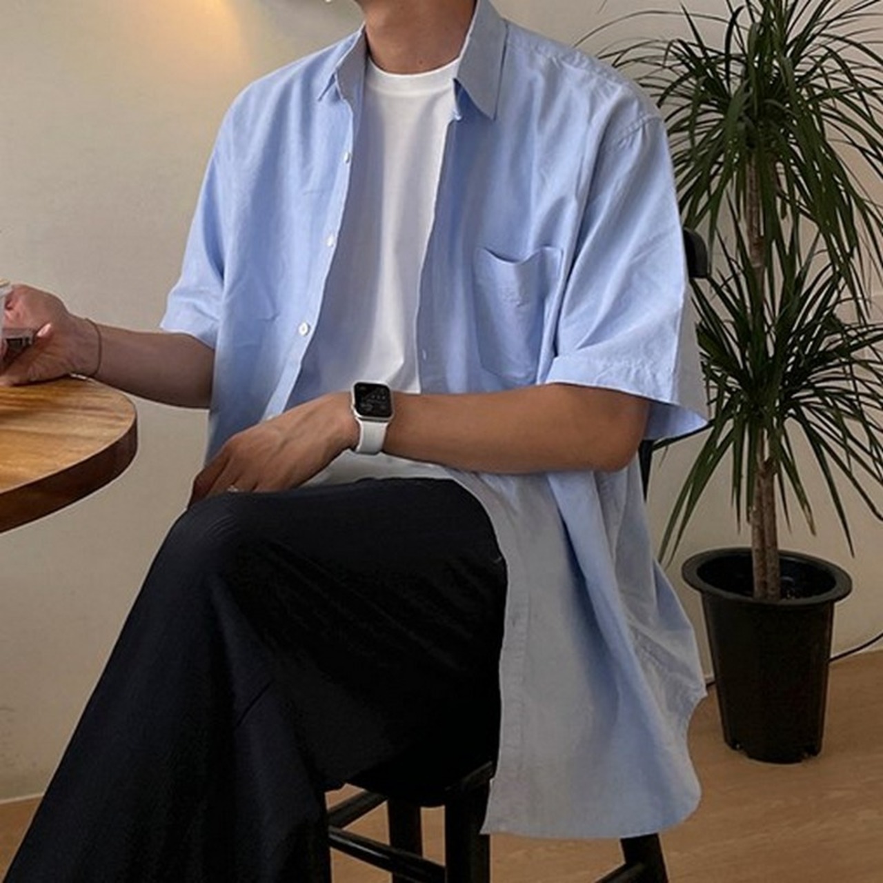 ライトブルー半袖ビッグシャツ　MT0080219