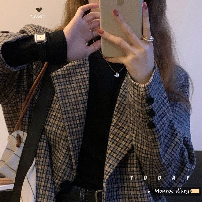 シャツ 格子柄ジャケット スプリングオータムカジュアル ストリート 春物 秋物 モンロー38262012078