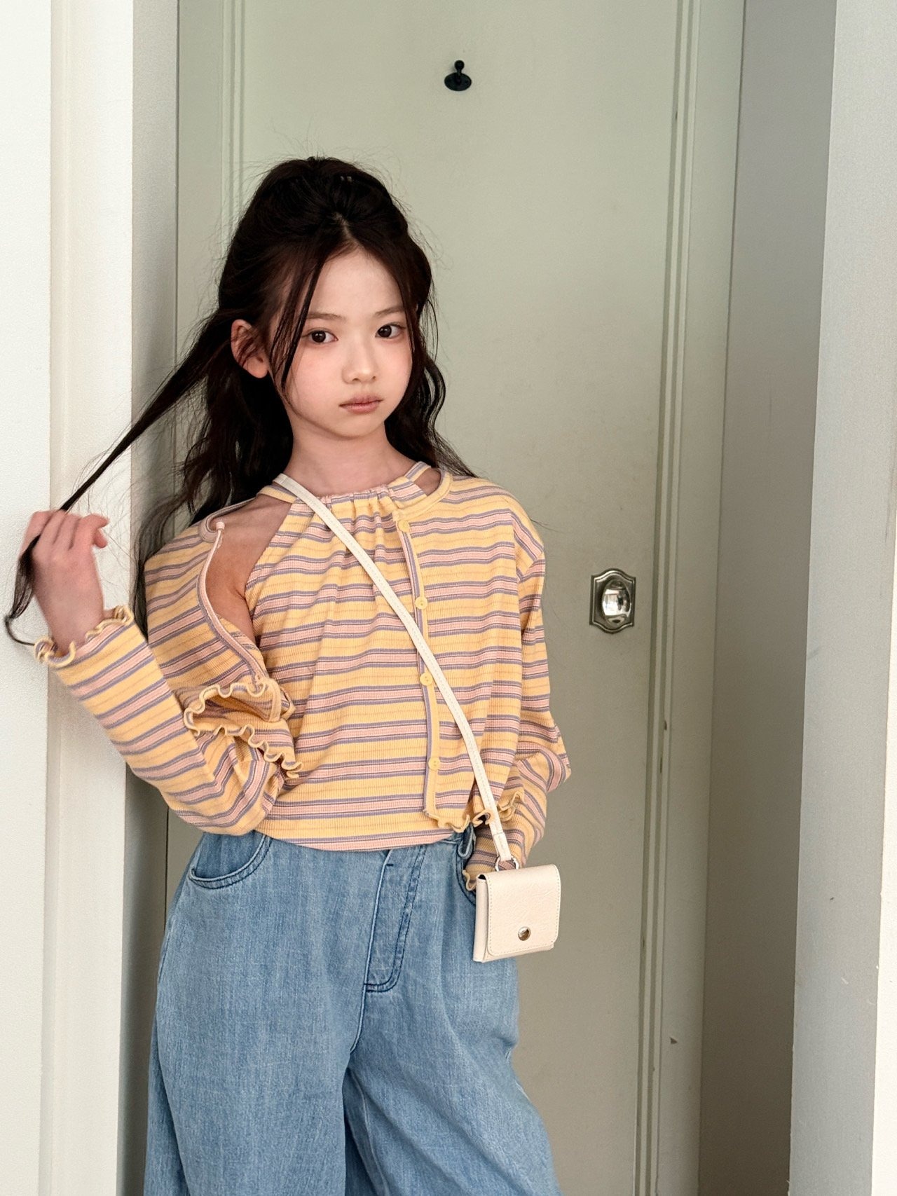 [COMMA] Holter Cardigan (striped) (140/150) / [콤마] 홀터가디건(단가라) (140/150)