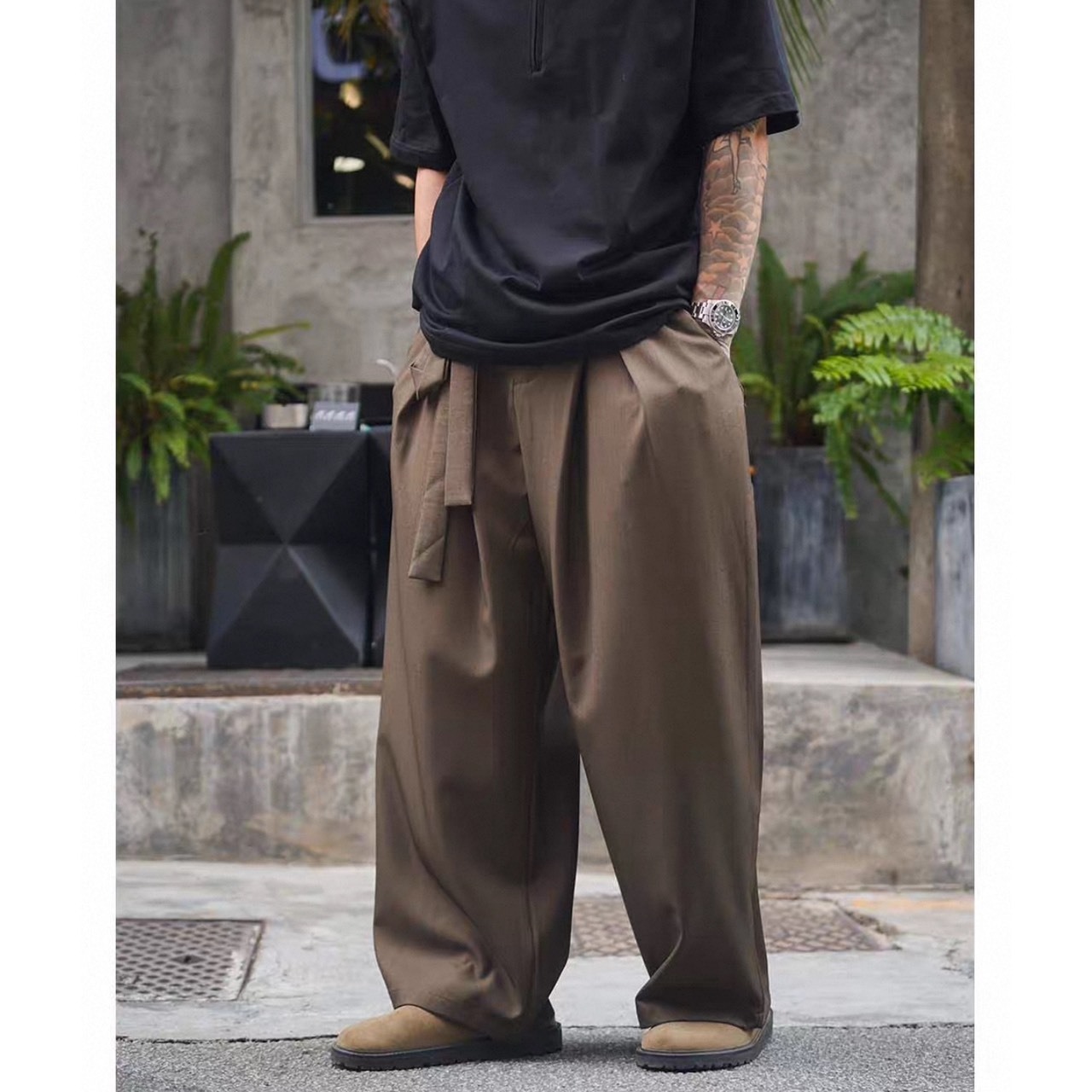 Sash tie pleated pants 1489 - 9