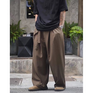 Sash tie pleated pants 1489