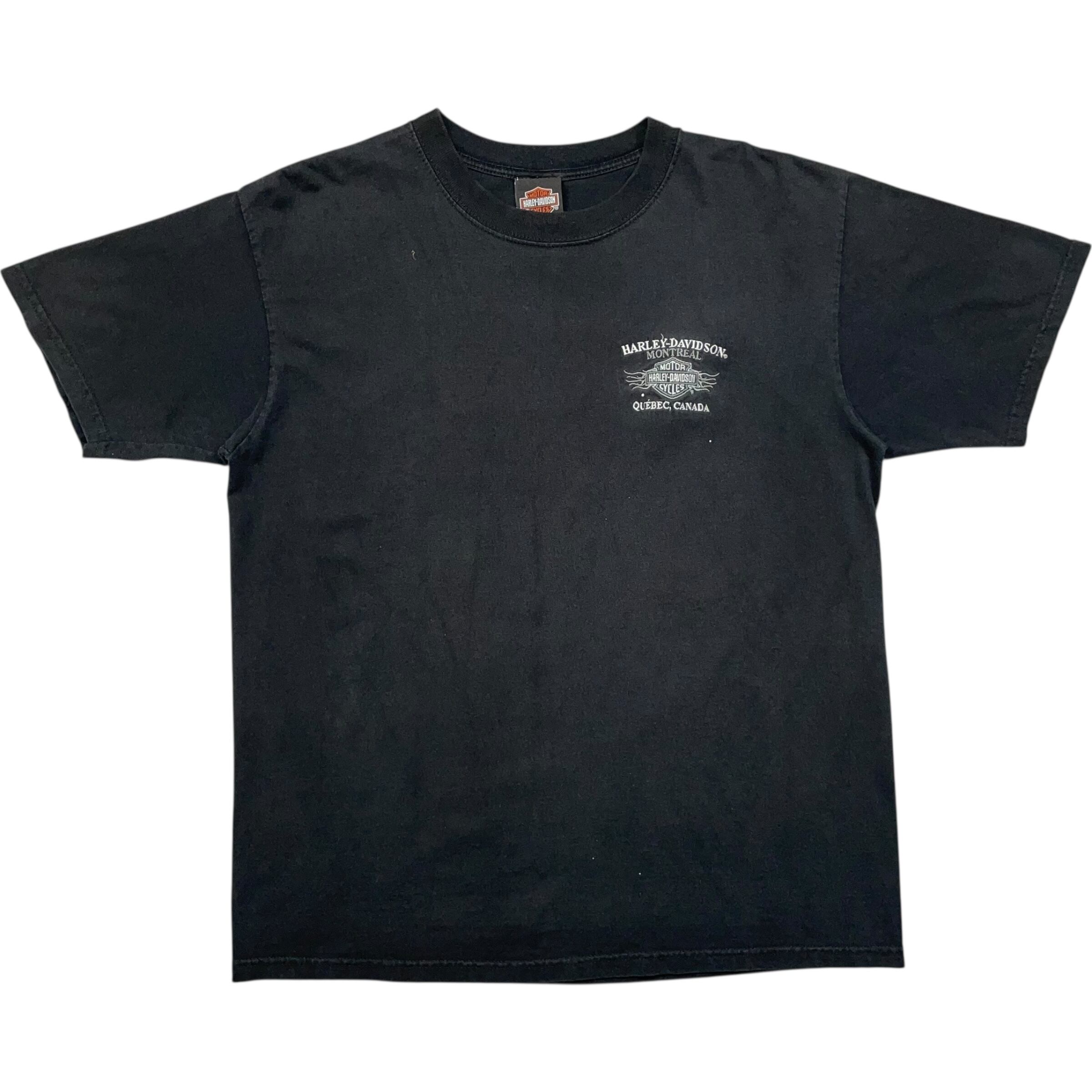 《L》 Harley-Davidson ハーレーダビッドソン Tシャツ ワンポイント 刺繍 ブラック no.7304