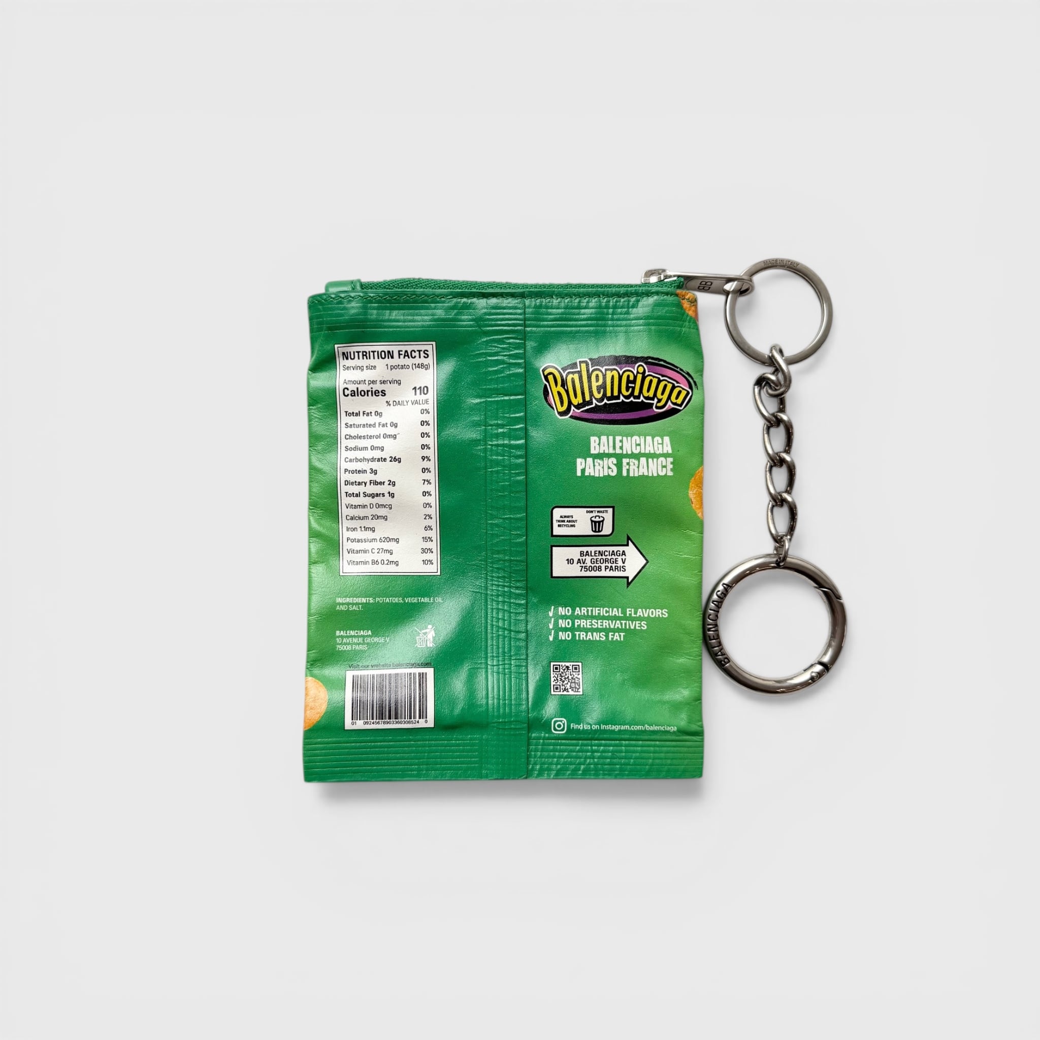 BALENCIAGA Keychain Chips Charm Calfskin Green | BRAND RESORT