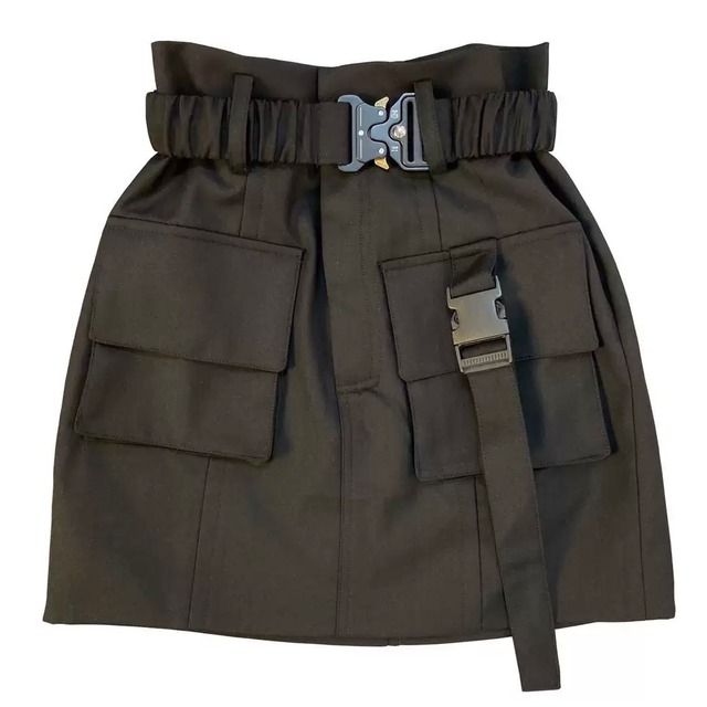 high waist belt mini skirt