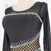 社交ダンス 衣装 GRANT グラント ドレス ワンピース スタンダード ブラック系 黒 ベージュ 伸縮 ストレッチ パーティ 発表会 上品 華やか 長袖 無地 レディース ダンス衣装 フォーマル