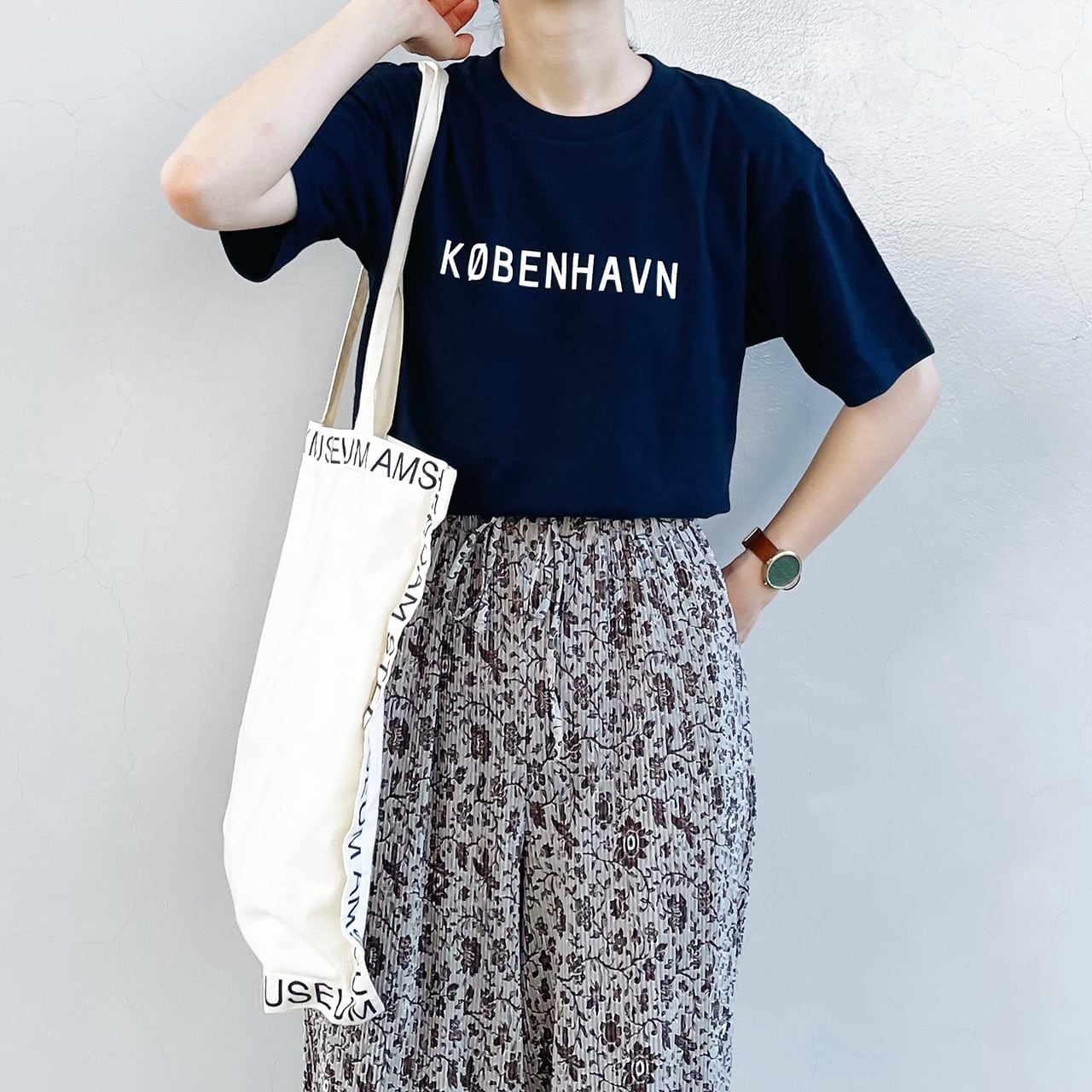 【Scandinavian cafe】KOBENHAVN T-shirt (white/navy)