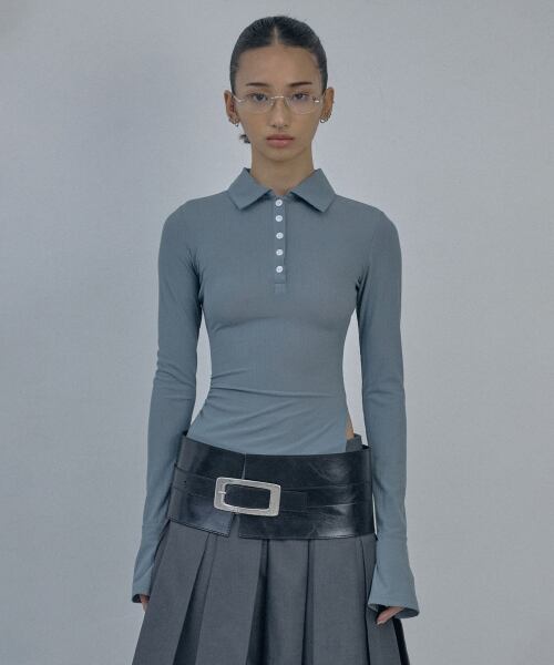 SCULPTOR] Geek Half Zip-Up Blue Gray | もごつ