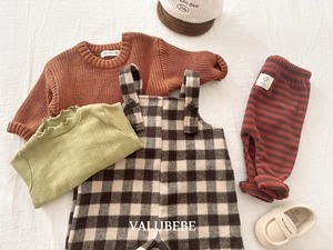 【予約/特典】valu bebe / Almond check overalls