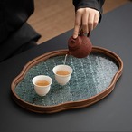 トレイ ティートレイ 竹 ガラス レトロデザイン 収納 おしゃれ 家庭用トレイ 和モダン キッチン リビング 玄関 小物入れ かぎ置き 北欧 ギフト