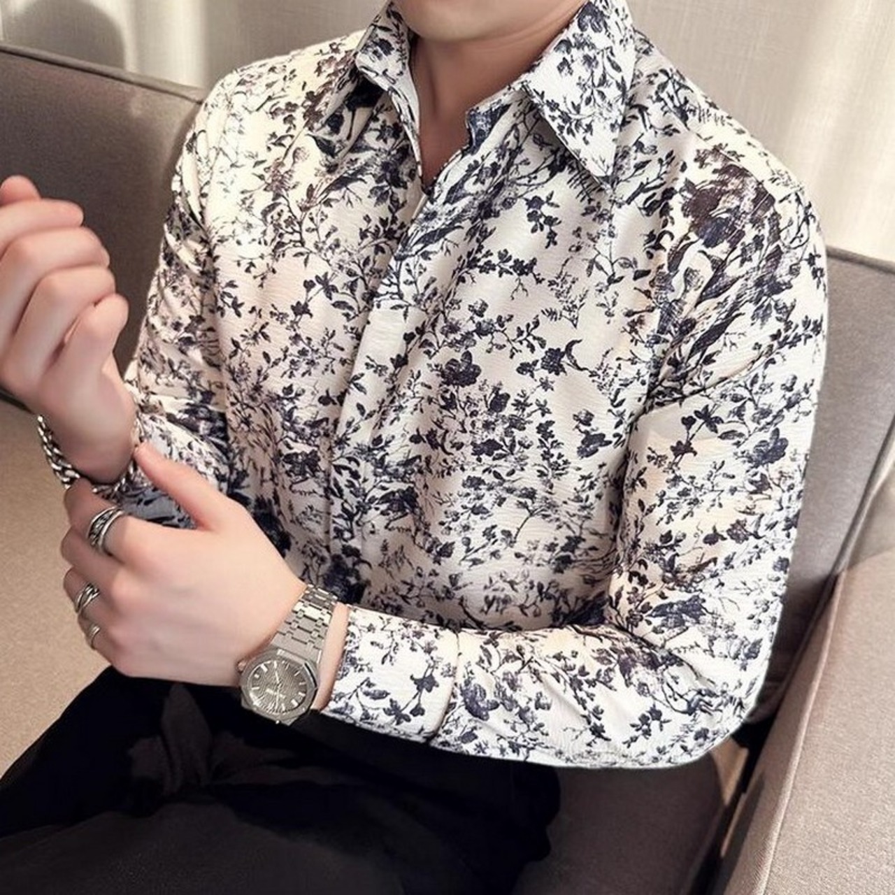 lapel floral shirt 00162
