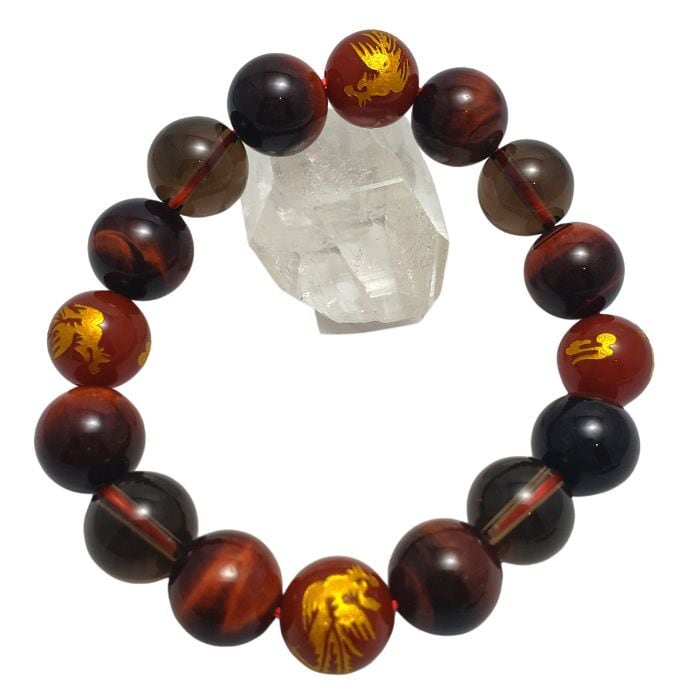 金運 目的達成 パワストーン ブレスレット レッドタイガーアイ カーネリアン 鳳凰 スモーキークォーツ 天然石 ブレス レディース メンズ ブレス プレゼント メール便 送料無料 開運ブレス アクセサリー