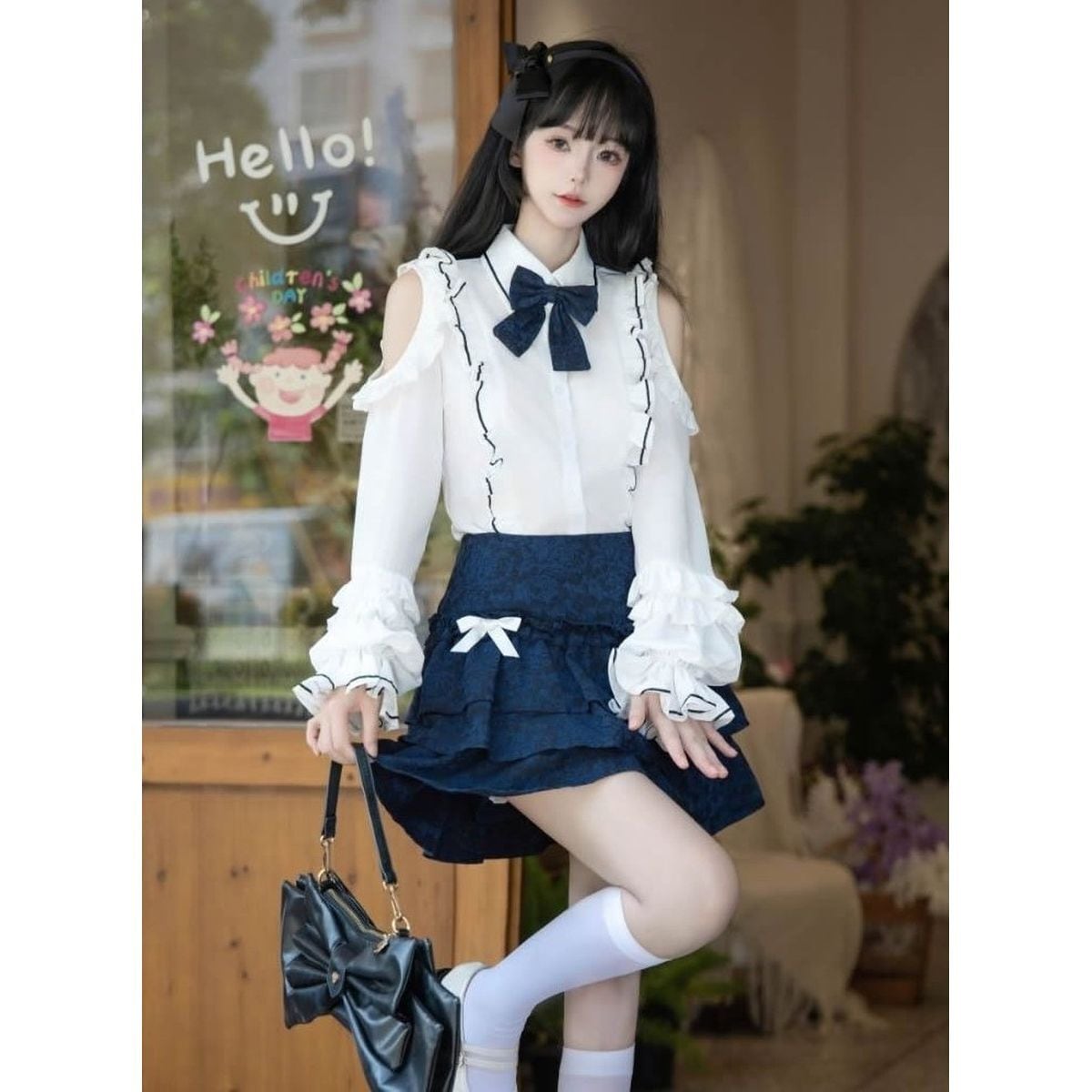 お嬢様風オープンショルダーフリルセットアップ：スカート | Maiden's Rêve