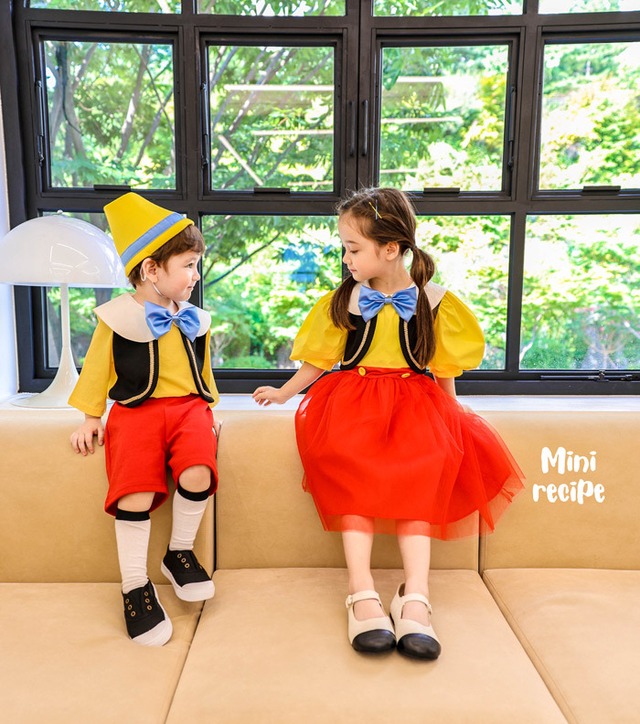 【即納】<mini recipe>  Pinocchio boy (hat+Tee+pants set)