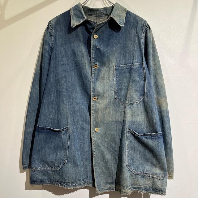 20s 3Pockets Denim Coverall 20年代 3ポケット デニム カバーオール 月桂樹ボタン Aライン 38位