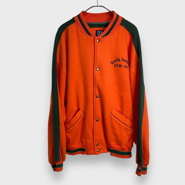 90s GAP オールドギャップ　スウェットスタジャン　オレンジ　グリーン　M