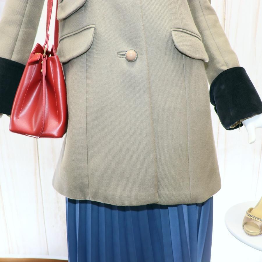 レディース PAUL＆JOE ナポレオンコート S カーキ×ブラック スタンドカラー