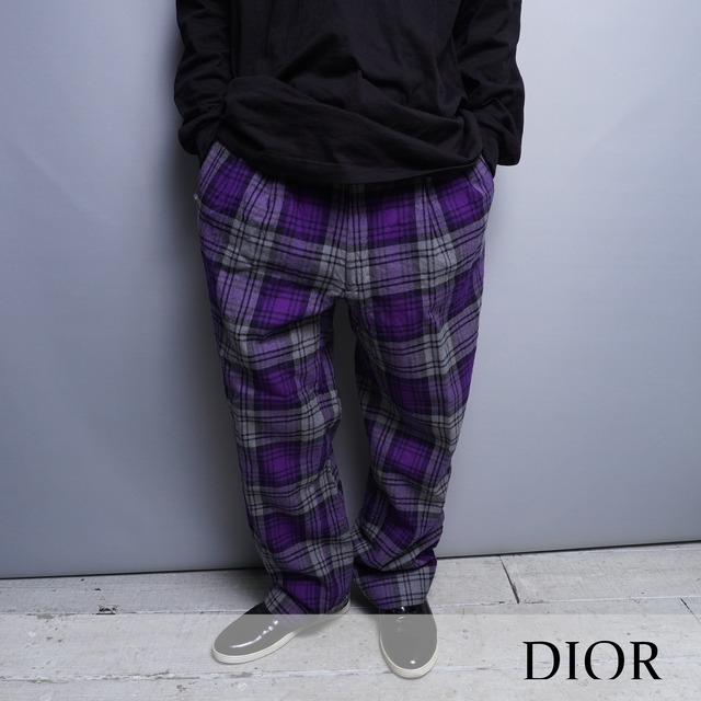 Christian Dior】ウールパープルチェックパンツ | ブランド古着