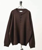 ATELANE Acrylic/Cotton Double Jacquard Sweatshirt-Style Henley Neck (BRN) 26A-21010