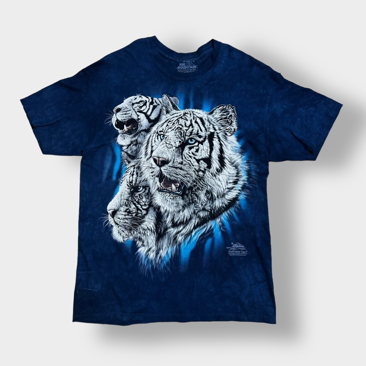 【THE MOUNTAIN】アニマルプリント Tシャツ 半袖 ビッグサイズ ホワイトタイガー トラ 虎 タイダイザマウンテン メキシコ製 2013 L 古着