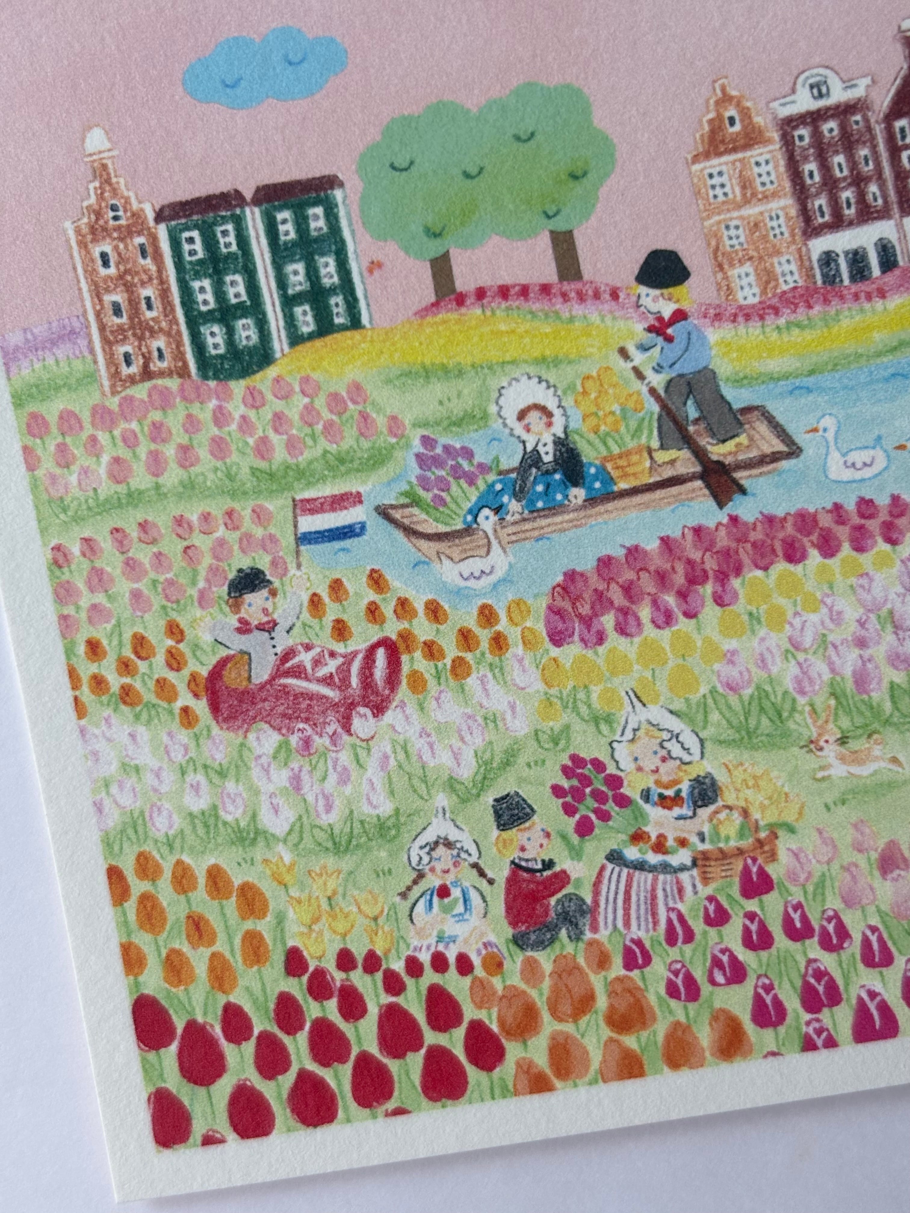 チューリップの国オランダ」旅する絵はがき | Papier,crayon par Kayo