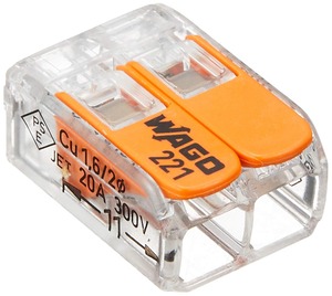 【特価処分】ワゴジャパン WFRシリーズ ワンタッチコネクター ブリスターパック 電線数2本 10個入 WFR-2BP オレンジ