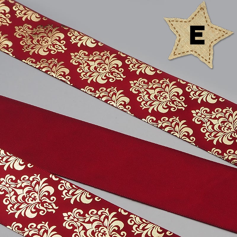 38mm幅 1m】ダマスク柄 サテンリボン ゴールド ホログラム 箔押し