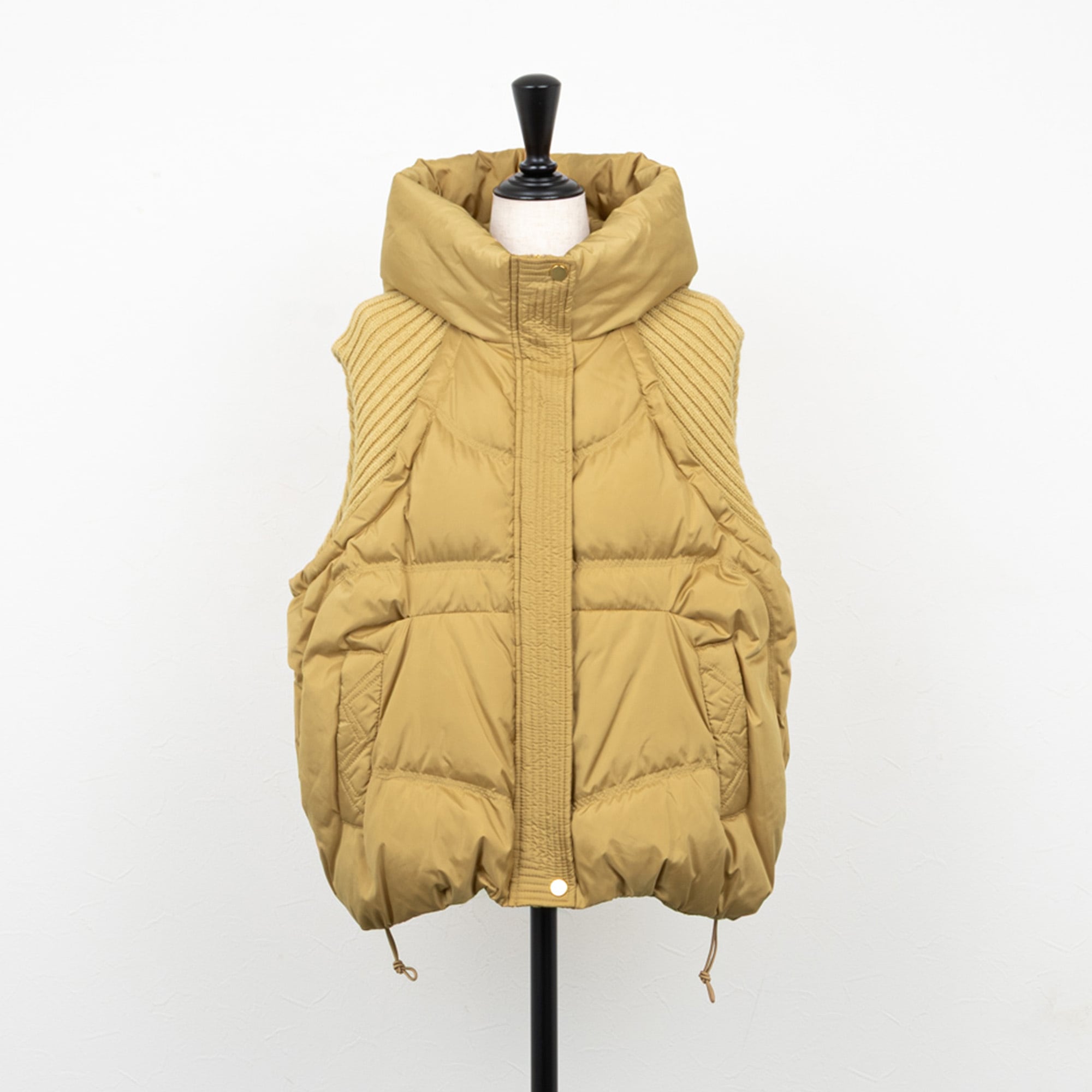 PASSIONE／パシオーネ】ショルダーリブフードダウンベスト（キャメル