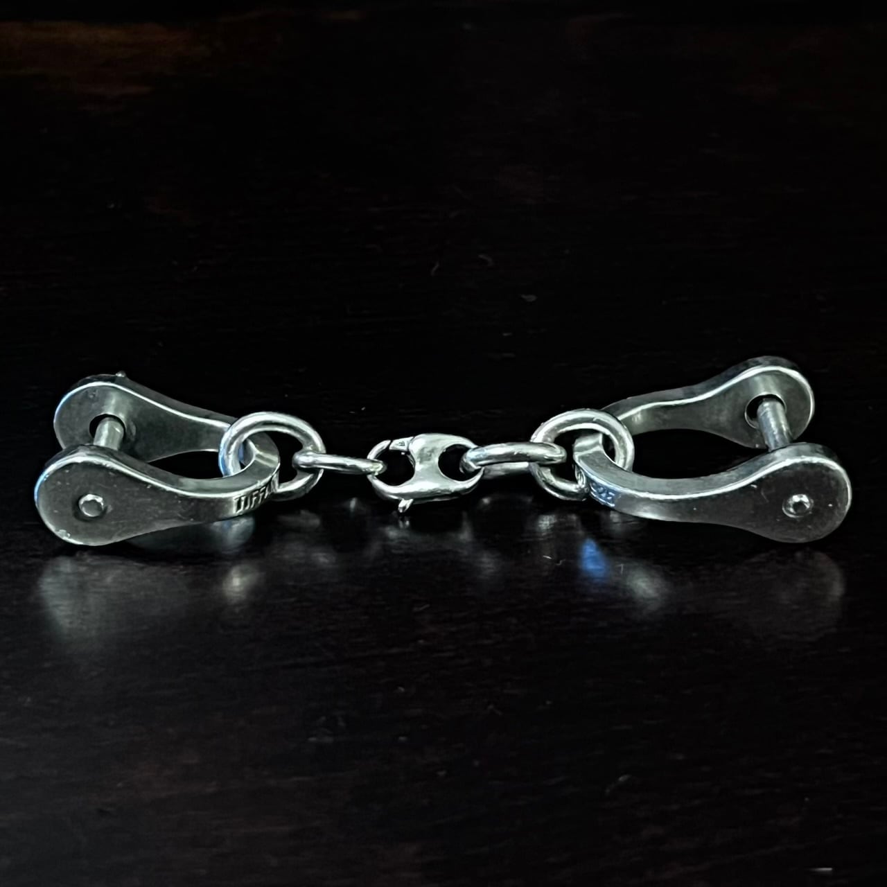 VINTAGE TIFFANY & CO. Double Shackle Key Chain Sterling Silver