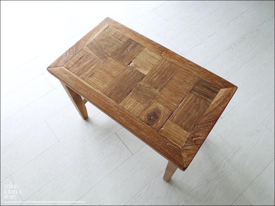 オールドチークスツールKE01 椅子 古材家具 ダイニングベンチ 無垢材 ナチュラル イス 世界三大銘木W60cm