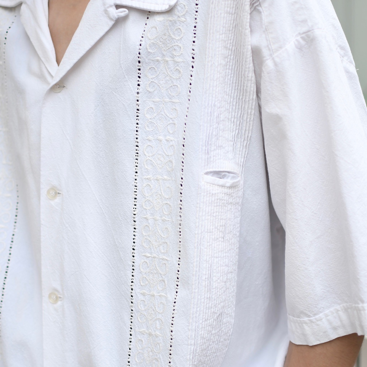 ~80's 3pocket cuba shirt white