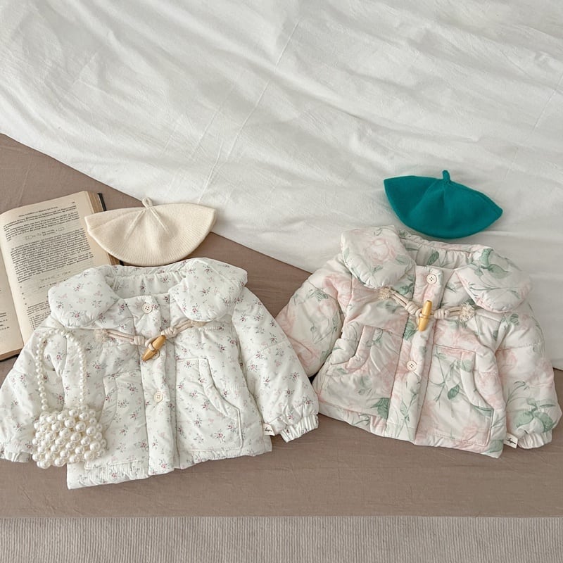 【BABY】暖かい花柄厚手コート