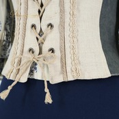 【フォークダンス衣装】ベージュ Rose Dirndl トップス ブラウス 花柄 刺繍 レースアップ 青 ブルー グレー七分袖 かわいい
