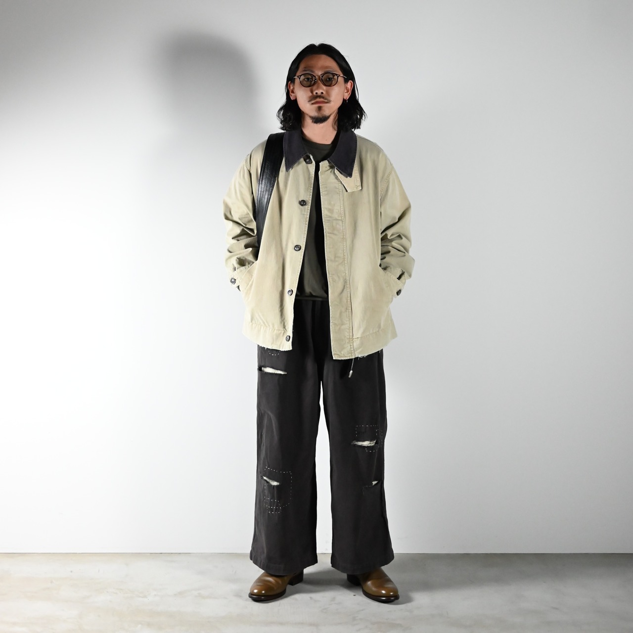 ANACHRONORM / KERSEY TUCK WIDE PANTSコーディネート