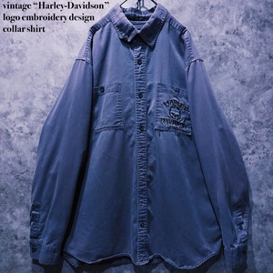 【doppio】vintage “Harley-Davidson” logo embroidery design collar shirt