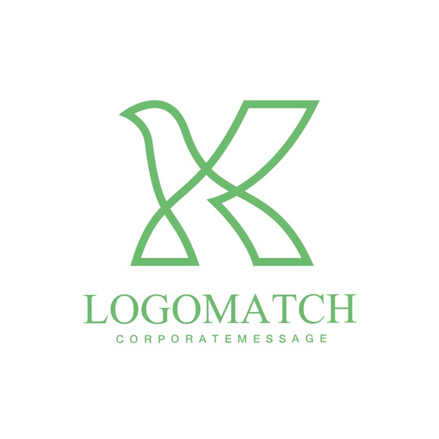 優雅に羽ばたく鳥のKのロゴ