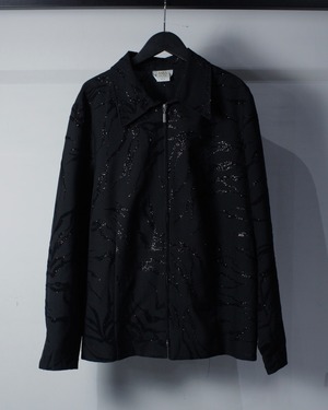 【Caka BLACK】Zebra Flocky Print Loose Zip Up Jacket