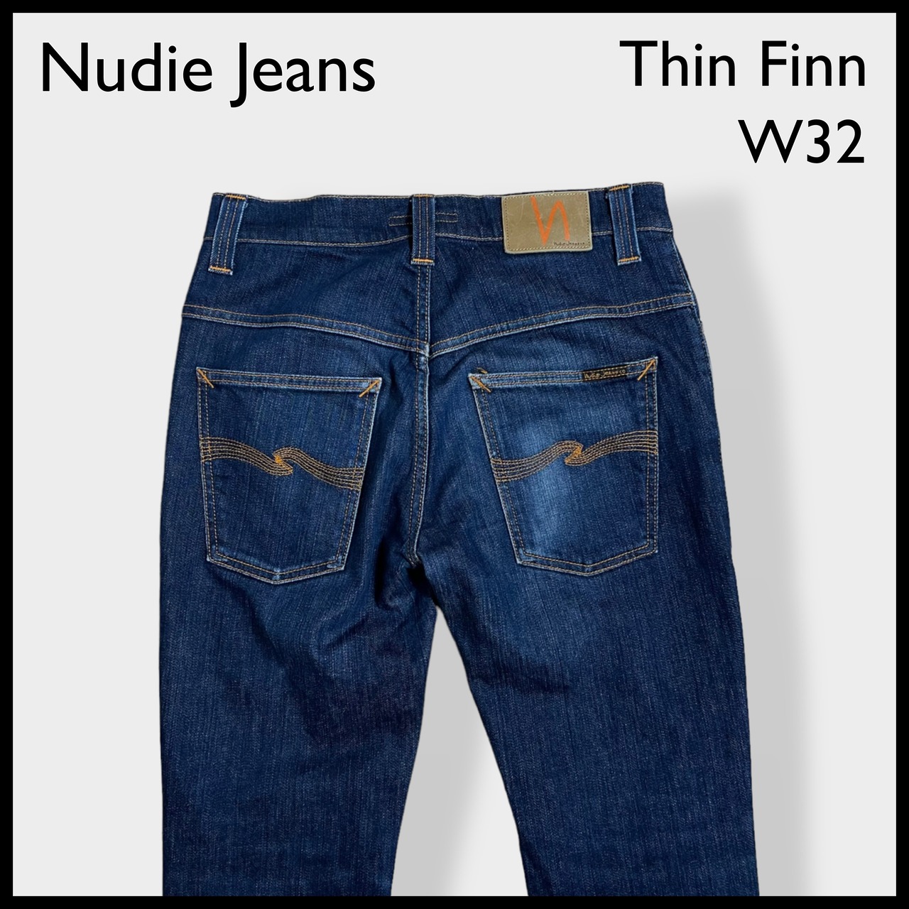 【Nudie Jeans】イタリア製 デニム ジーパン ジーンズ Thin Finn W32 L32 テーパード スリム ヌーティージーンズ ITALY ストレッチ EU古着