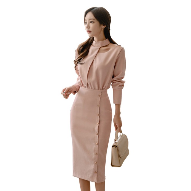 ワンピース ハイネック シャツ とろみ デコルテ カット 結婚式 二次会 女子会 お食事会 Fsk1378 Alice Mode