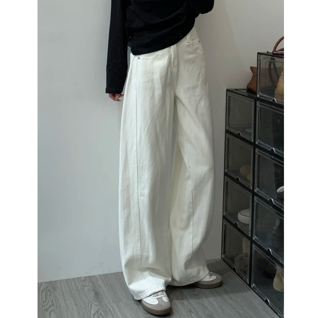 ハイウエスト サイドポケット ワイドパンツ Ln00096