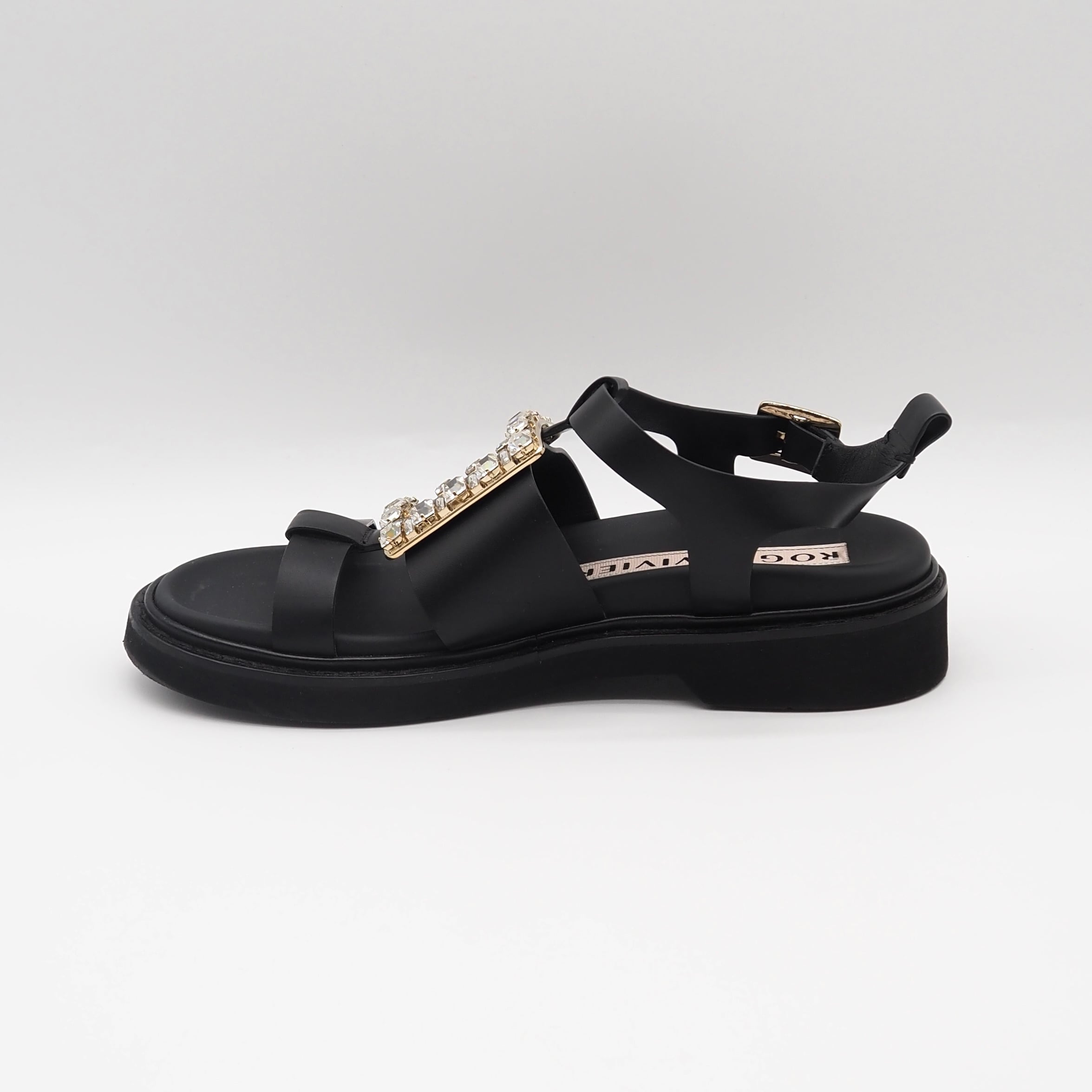 Roger Vivier ヴィヴ レンジャー レザー サンダル レザー ブラック