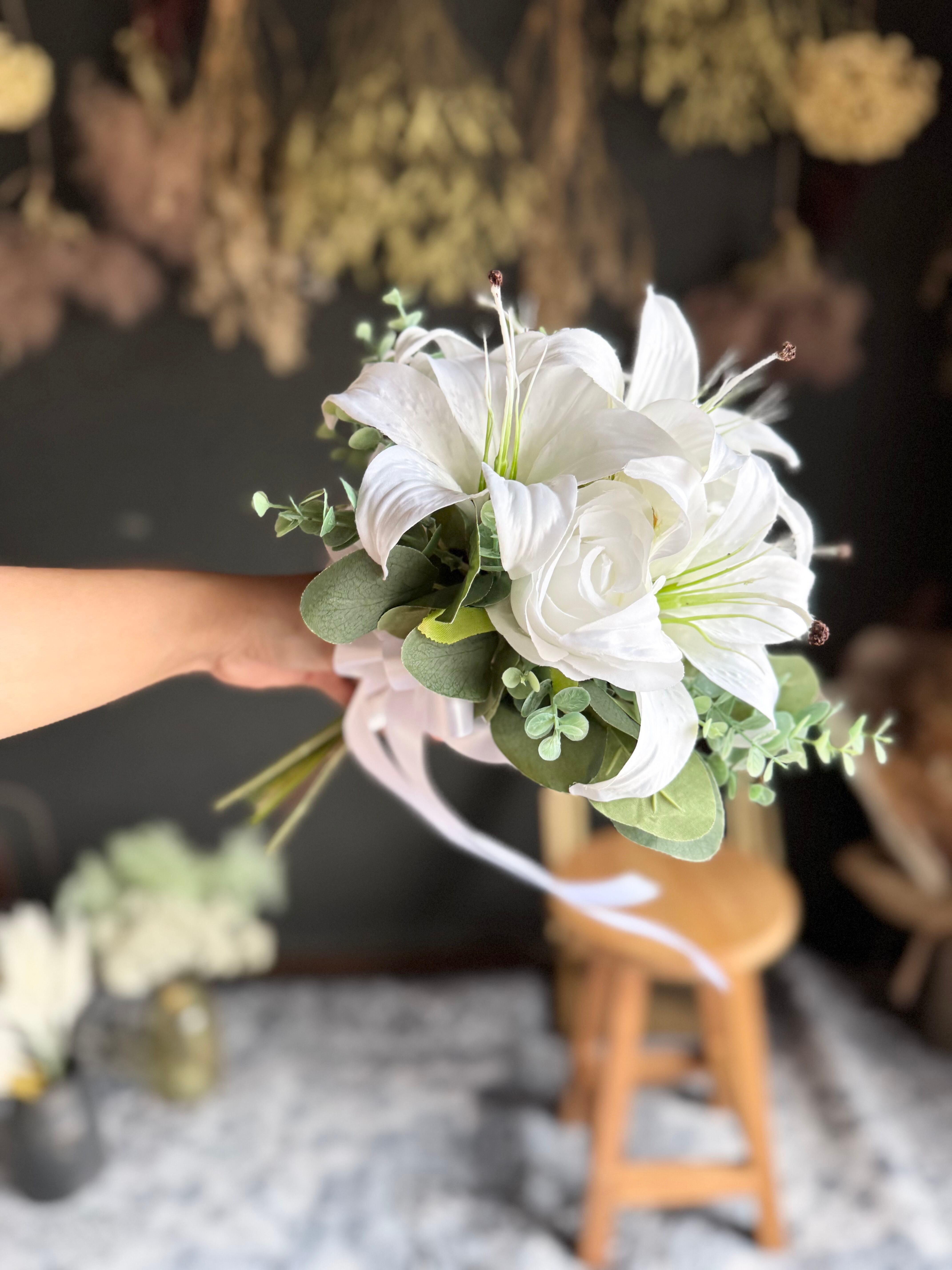 ブーケ　ブートニア オレンジのクラッチブーケ ブートニアセット ウェディングブーケ