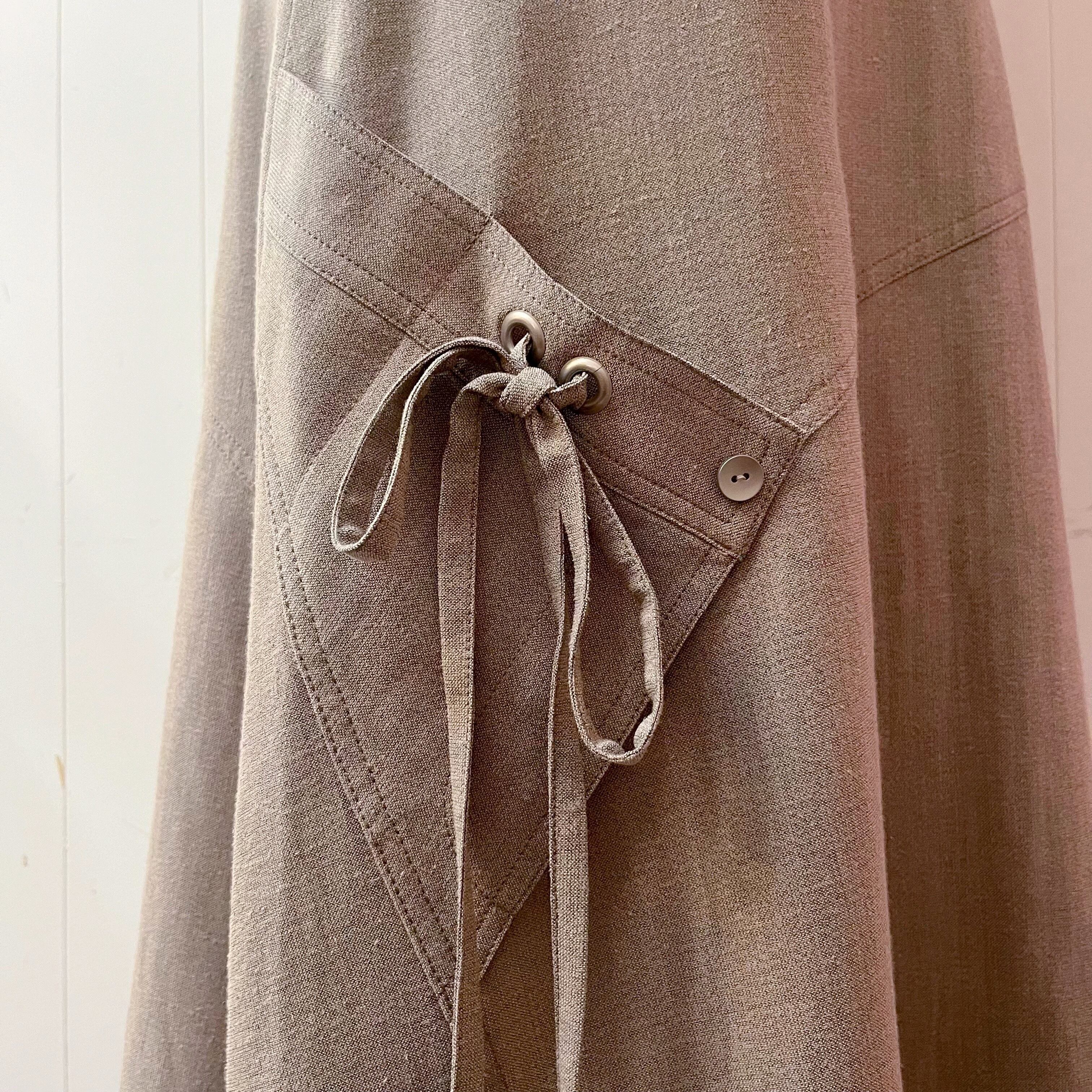 asymmetry pocket flare long skirt