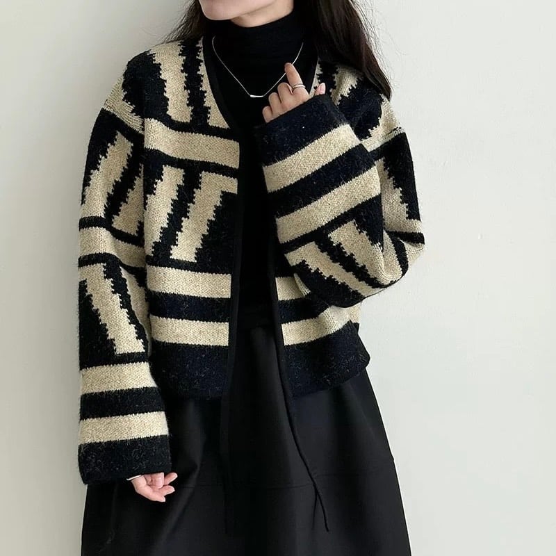 ジオメトリックニットカーディガン 233189