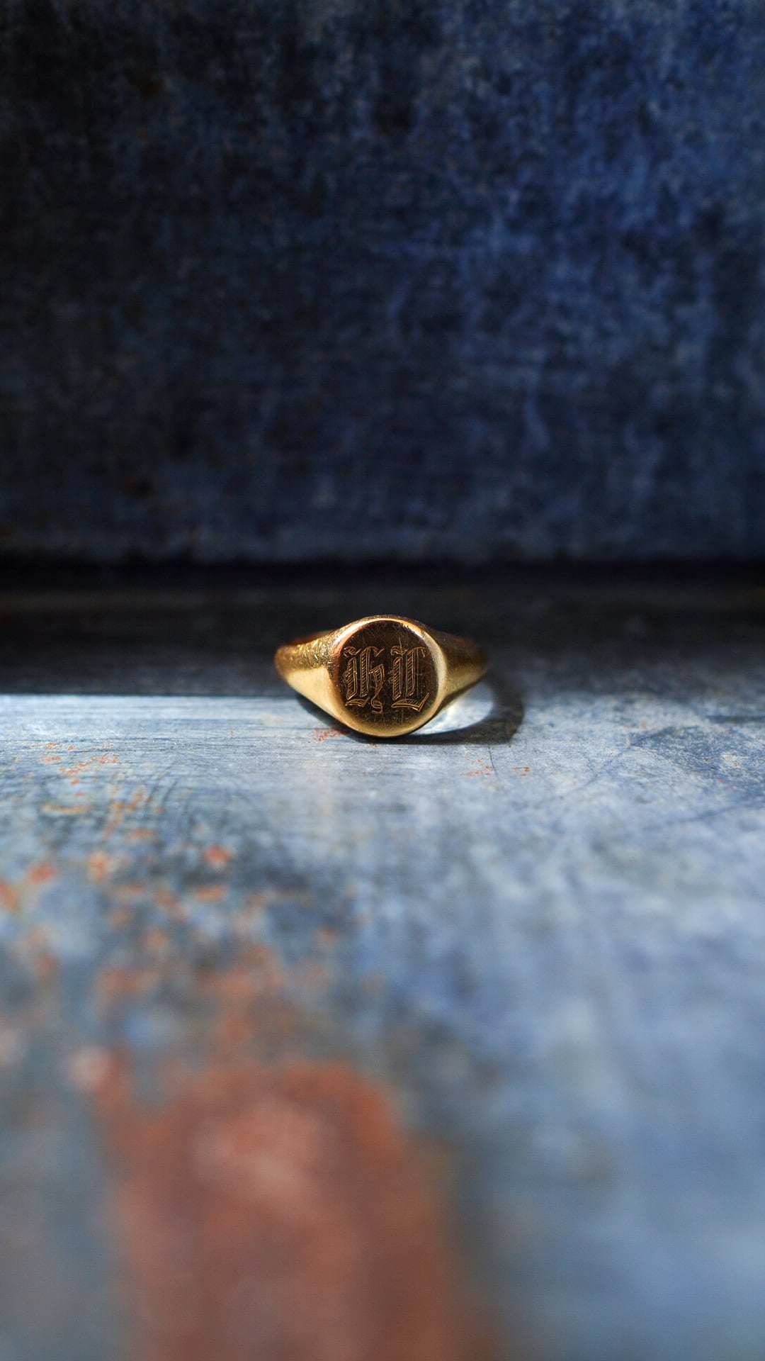 1957】U.K. VINTAGE 9ct イエロー ゴールド スクエア シグネット