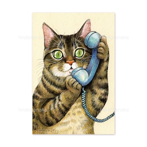 22.ねこ電話 ポストカード / Cat Phone Call Postcard