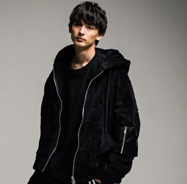 RESOUND CLOTHING / boa zip loose hoodie BLACK / ジップアップボアパーカー / ユニセックス