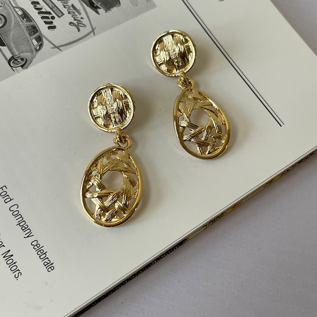 【Dead  Stock】ピアス 90s CERELLI Mesh Design Earrings W198